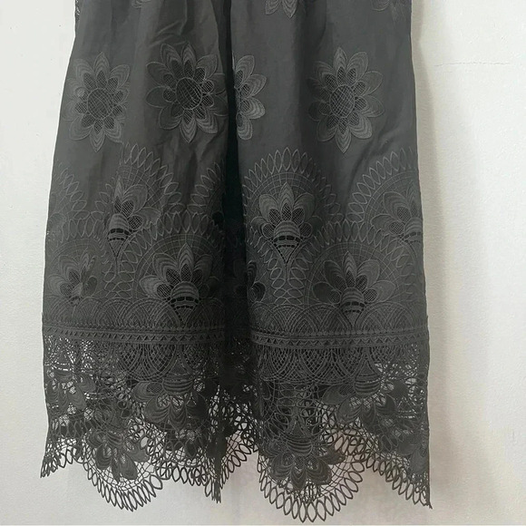 Kobi Halperin "Vivianne" embroidered midi dress scalloped lace hem Sz M - Picture 8 of 10